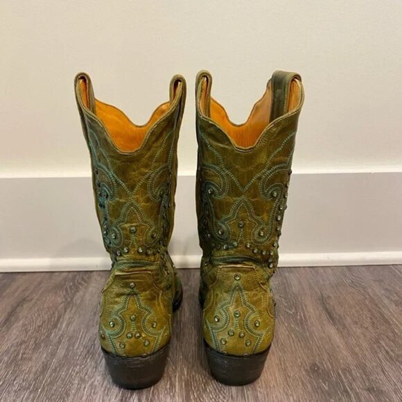 Old Gringo Green and Yellow Heeled Boots - Picture 5 of 7